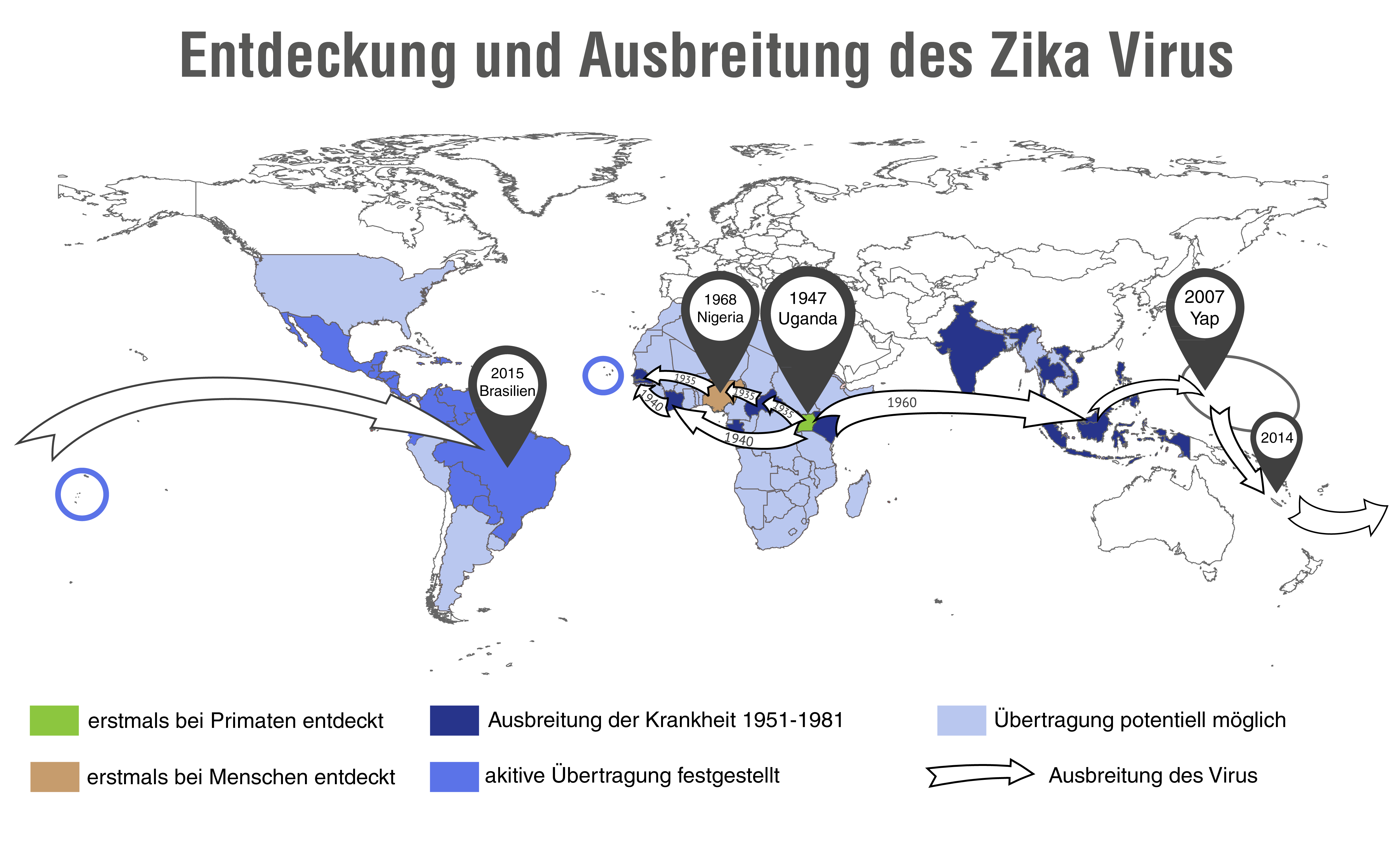 ZIKA Virus Karte Verbreitung