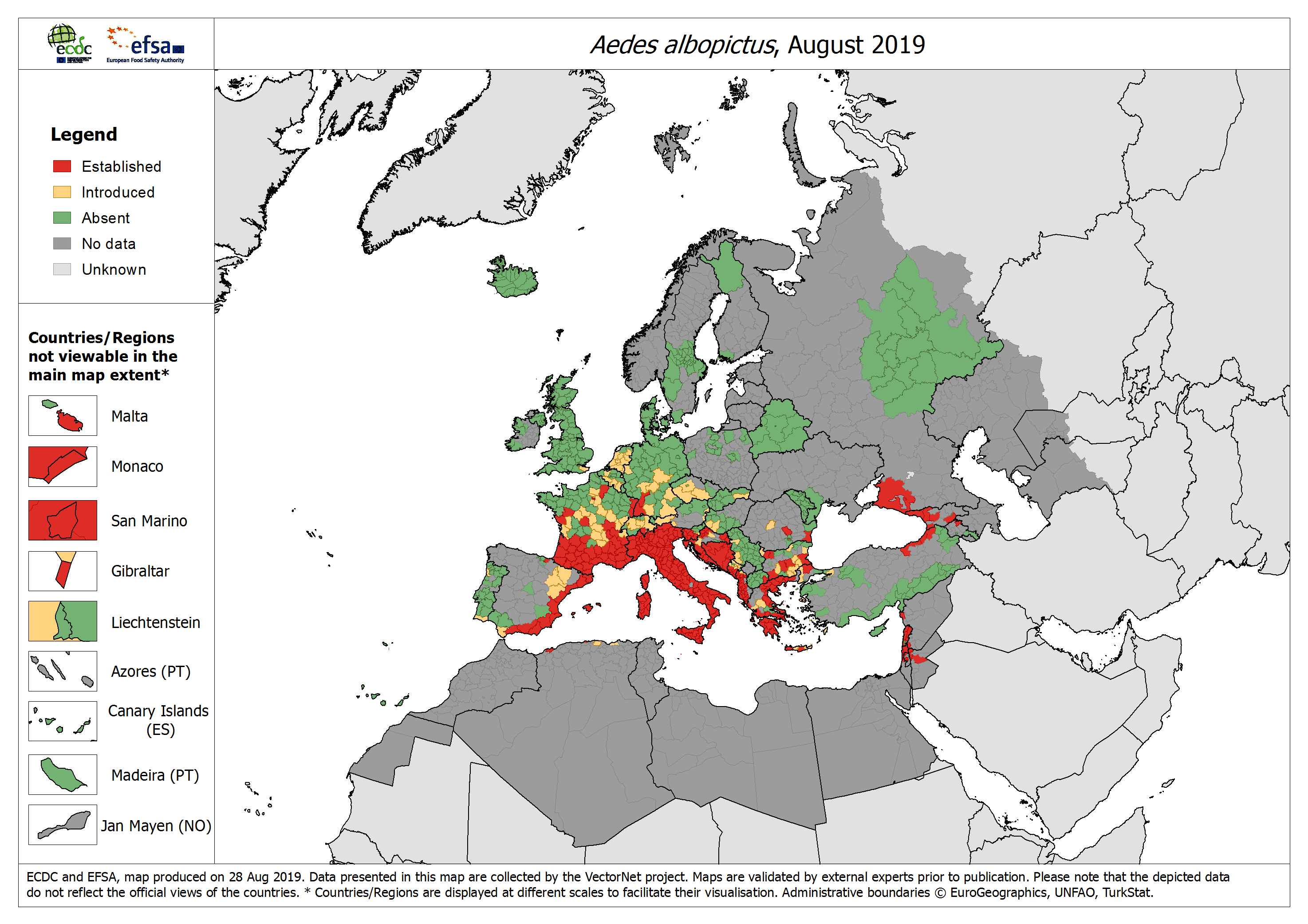 Verbreitung der Aedes albopictus in Europa