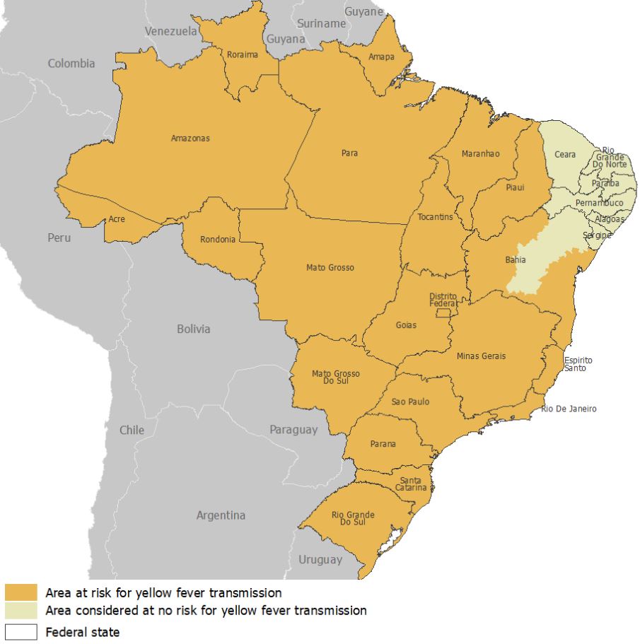 Gelbfieber Karte Brasilien